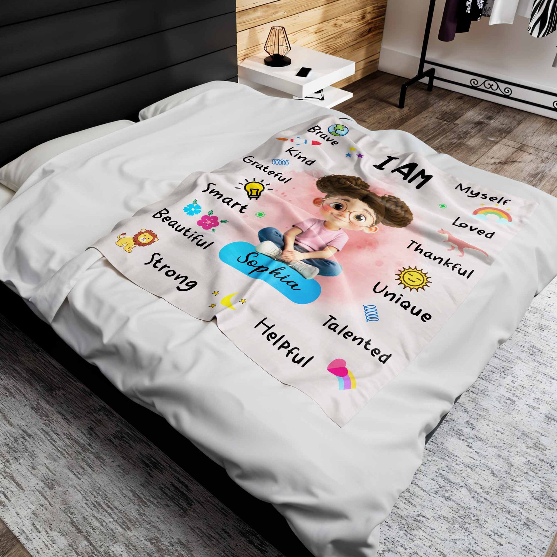 I Am Brave, Kind, Grateful Smart Beautiful Blanket