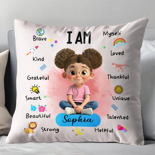 I Am Brave Kind Beautiful, Positive Affirmations Pillow