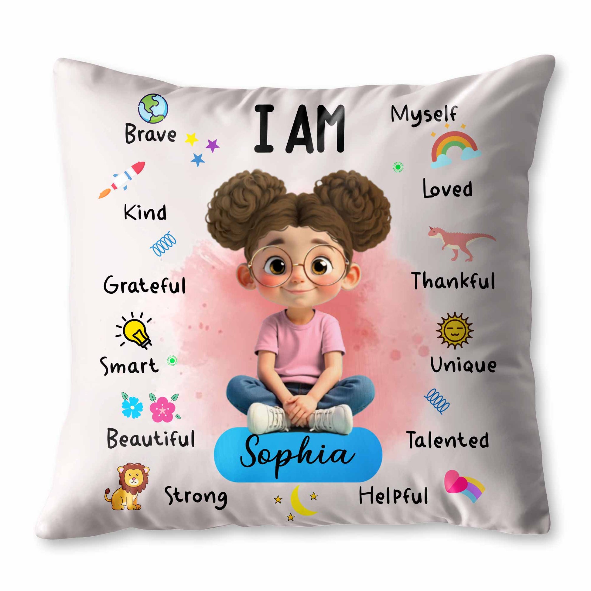 I Am Brave Kind Beautiful, Positive Affirmations Pillow