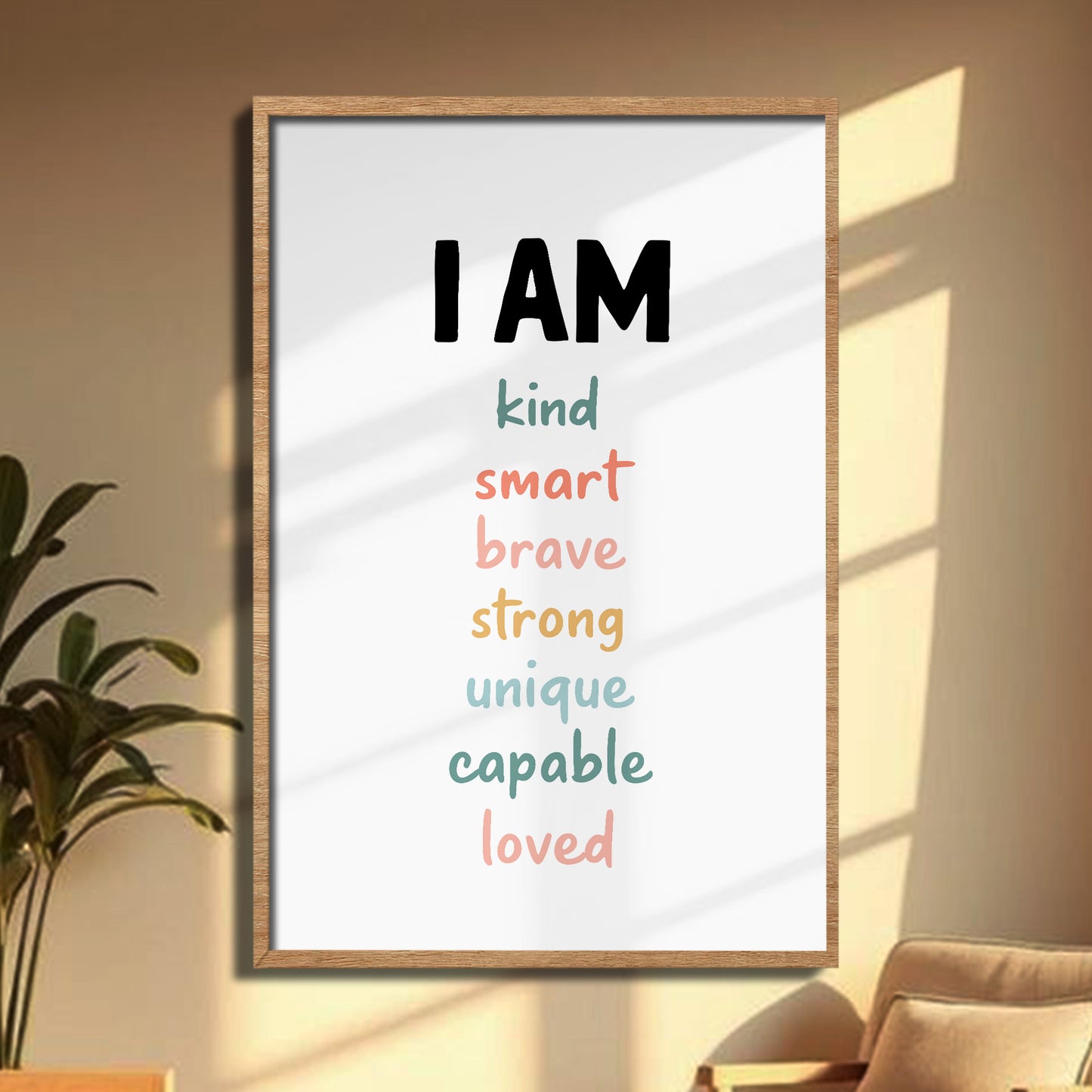 I Am Kind, Smart, Brave, Poster of Inspirational Words