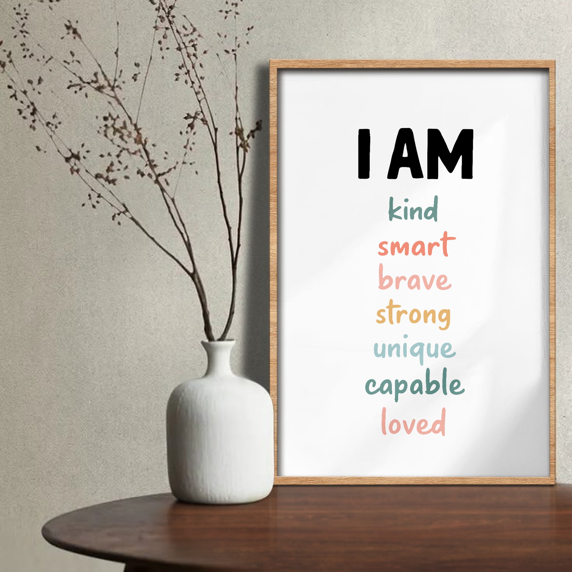 I Am Kind, Smart, Brave, Poster of Inspirational Words
