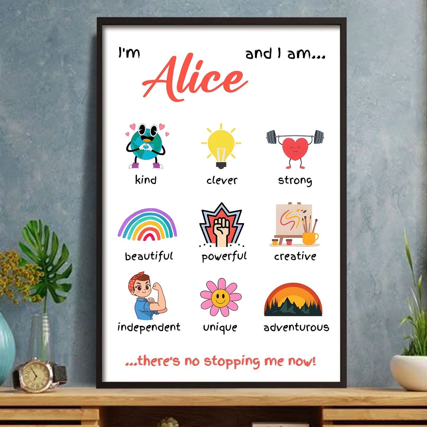 I'm And I Am Kind, Strong, Creative, No Stopping Me Now - Personalized Custom Vertical Poster - KID332_VPOS