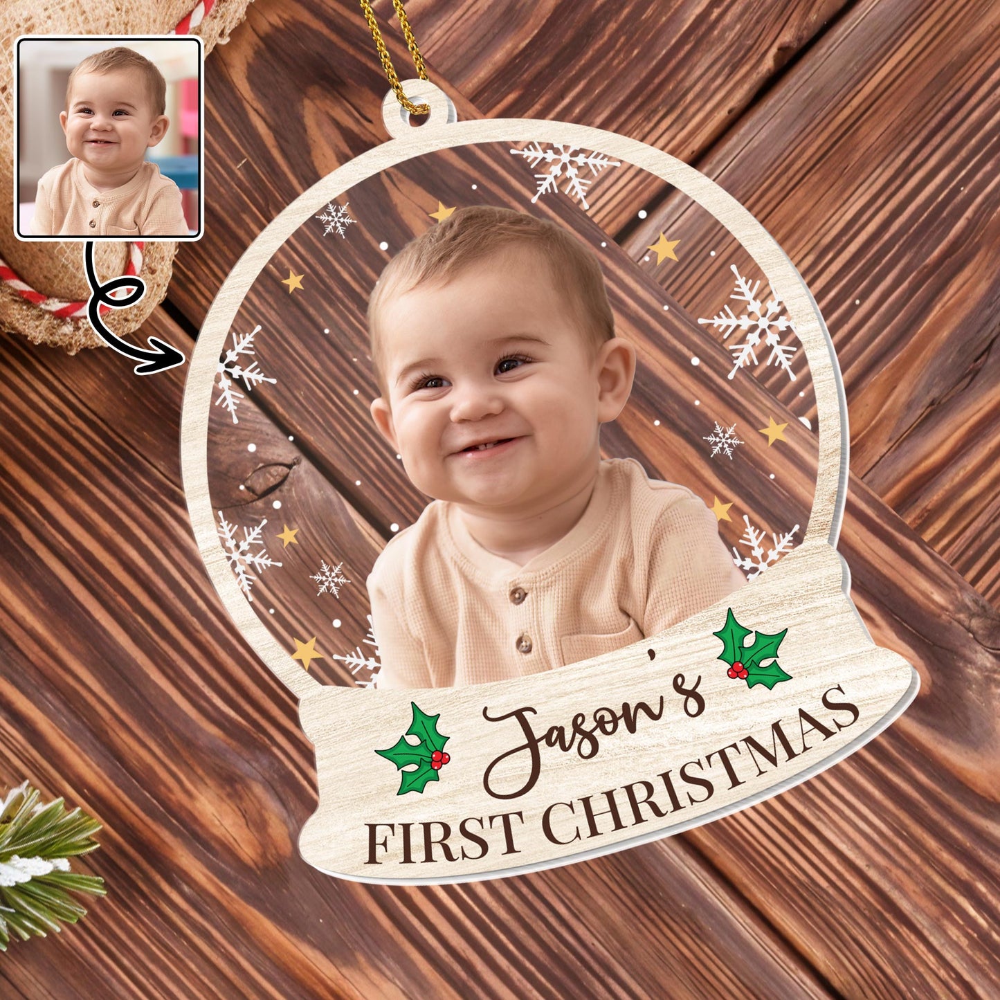 Your Baby's First Christmas, Customizable Photo Ornament