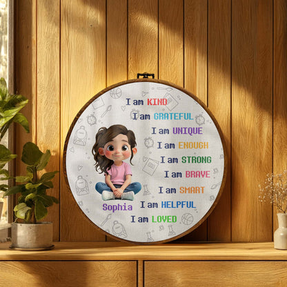 I Am Kind And Loved, Character Sitting With Positive Affirmations