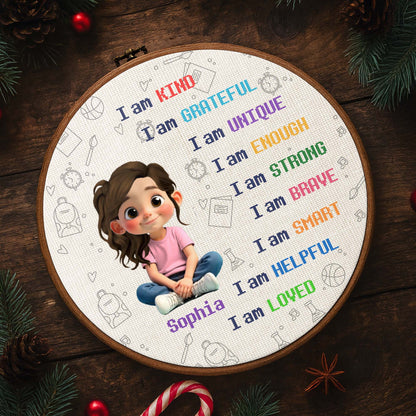 I Am Kind And Loved, Character Sitting With Positive Affirmations