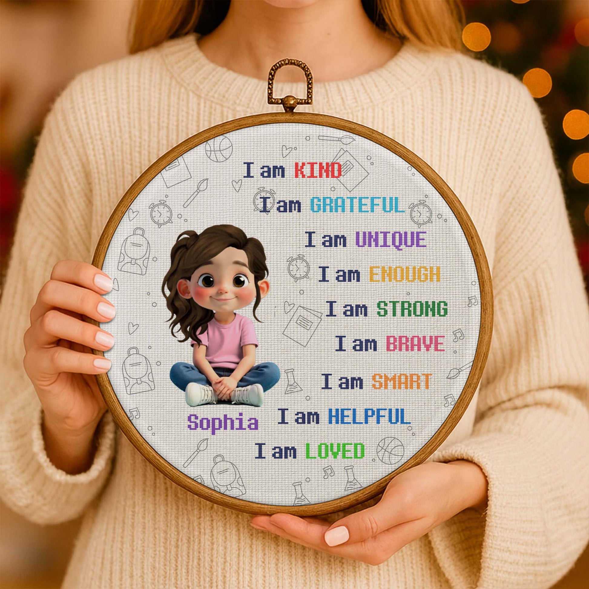 I Am Kind And Loved, Character Sitting With Positive Affirmations