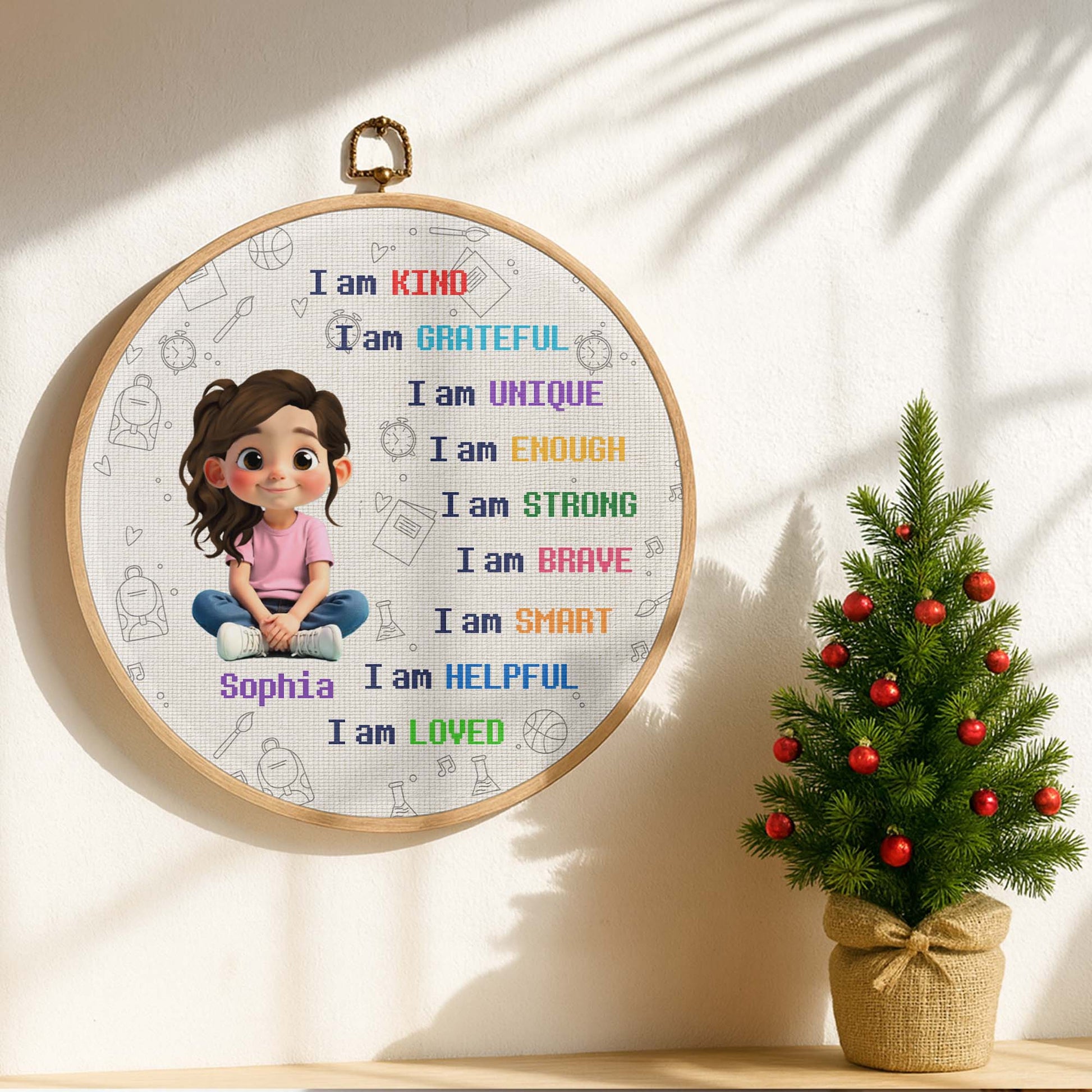 I Am Kind And Loved, Character Sitting With Positive Affirmations