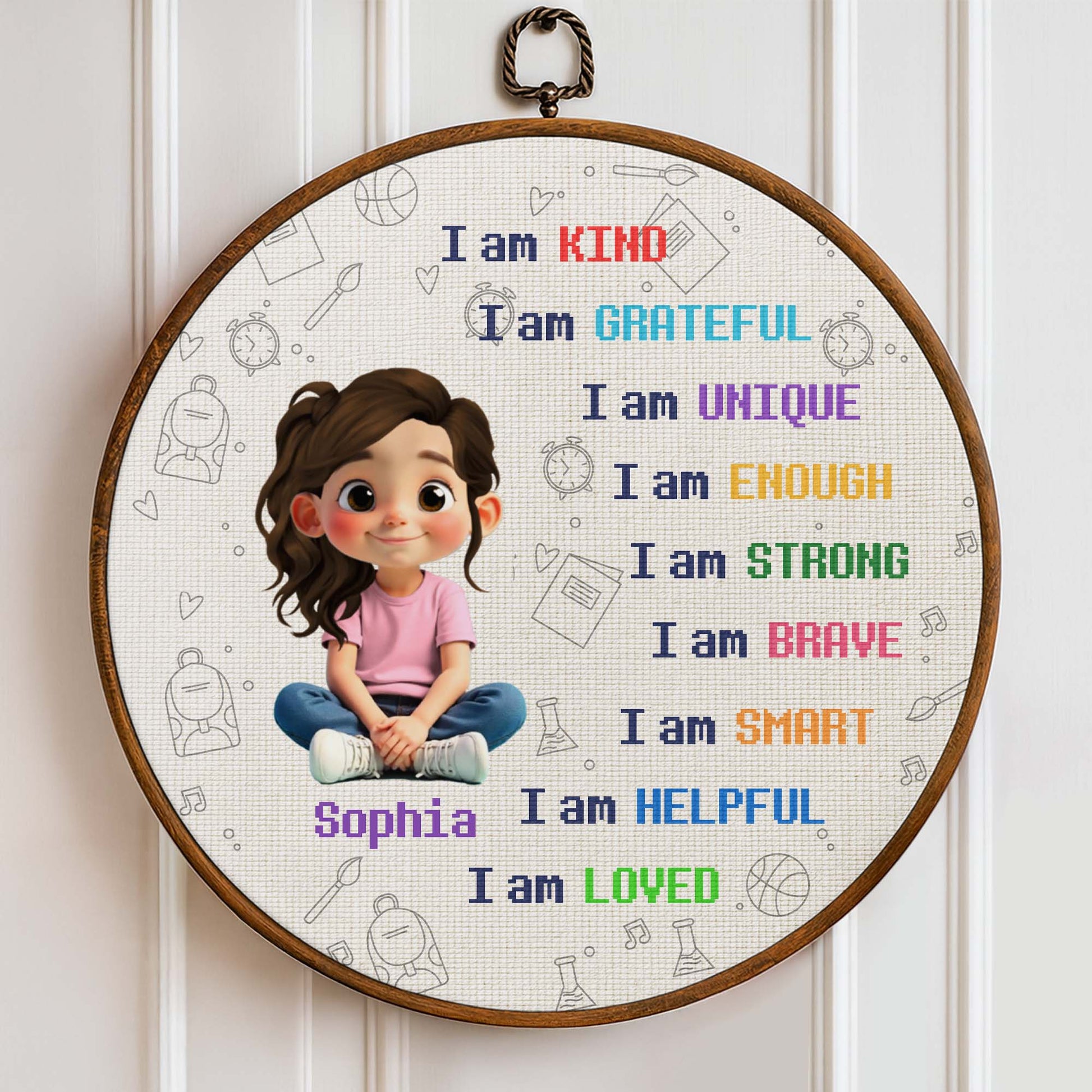 I Am Kind And Loved, Character Sitting With Positive Affirmations