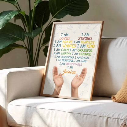 I Am Loved I Am Strong, Inspiring Words With Hands
