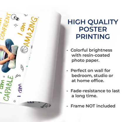 I Am Kind, Brave, Capable, Enough, Loved Inspirational Words - Personalized Custom Vertical Poster - KID355_VPOS