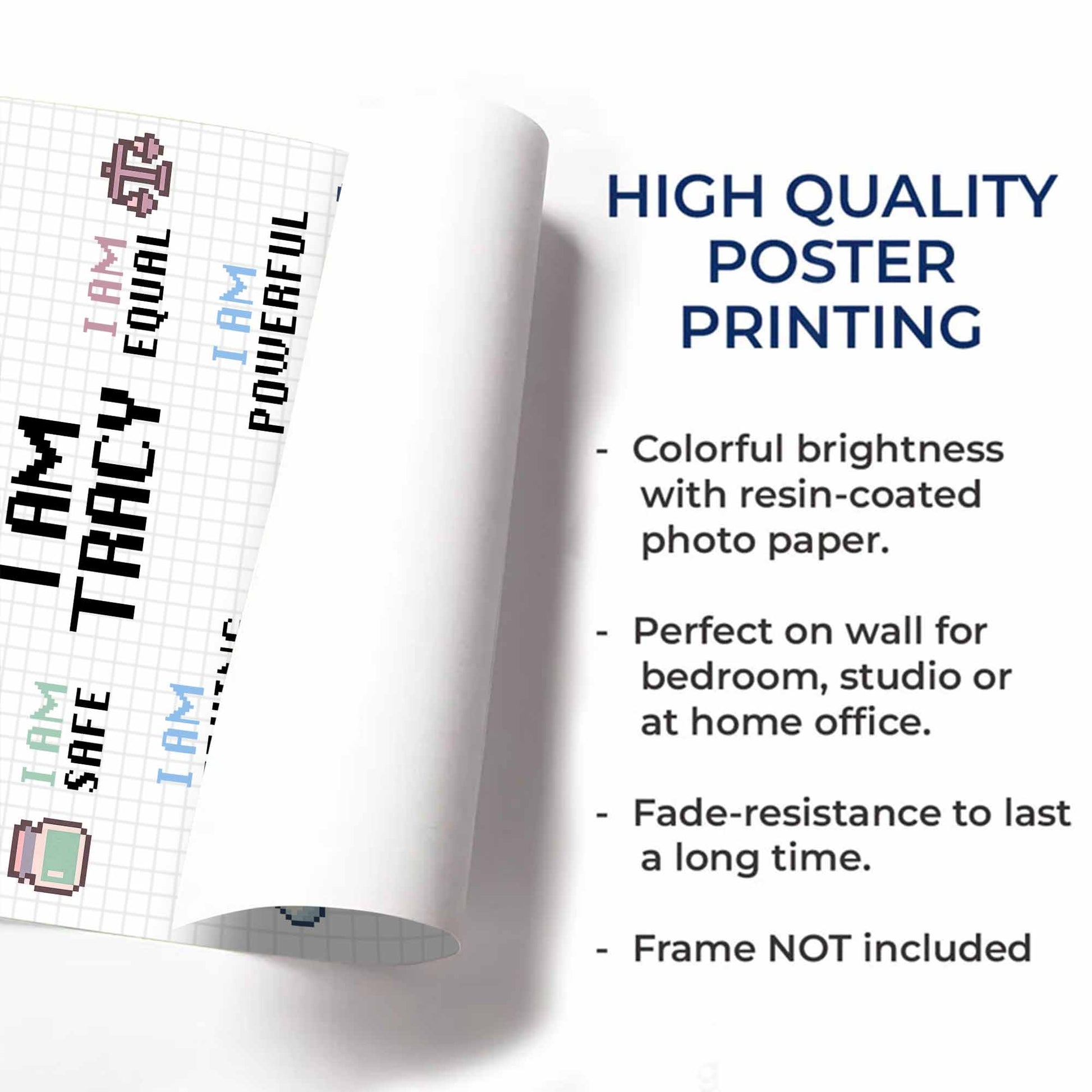 I Am Beautiful Strong Fearless, Cartoon Girl With Affirmations