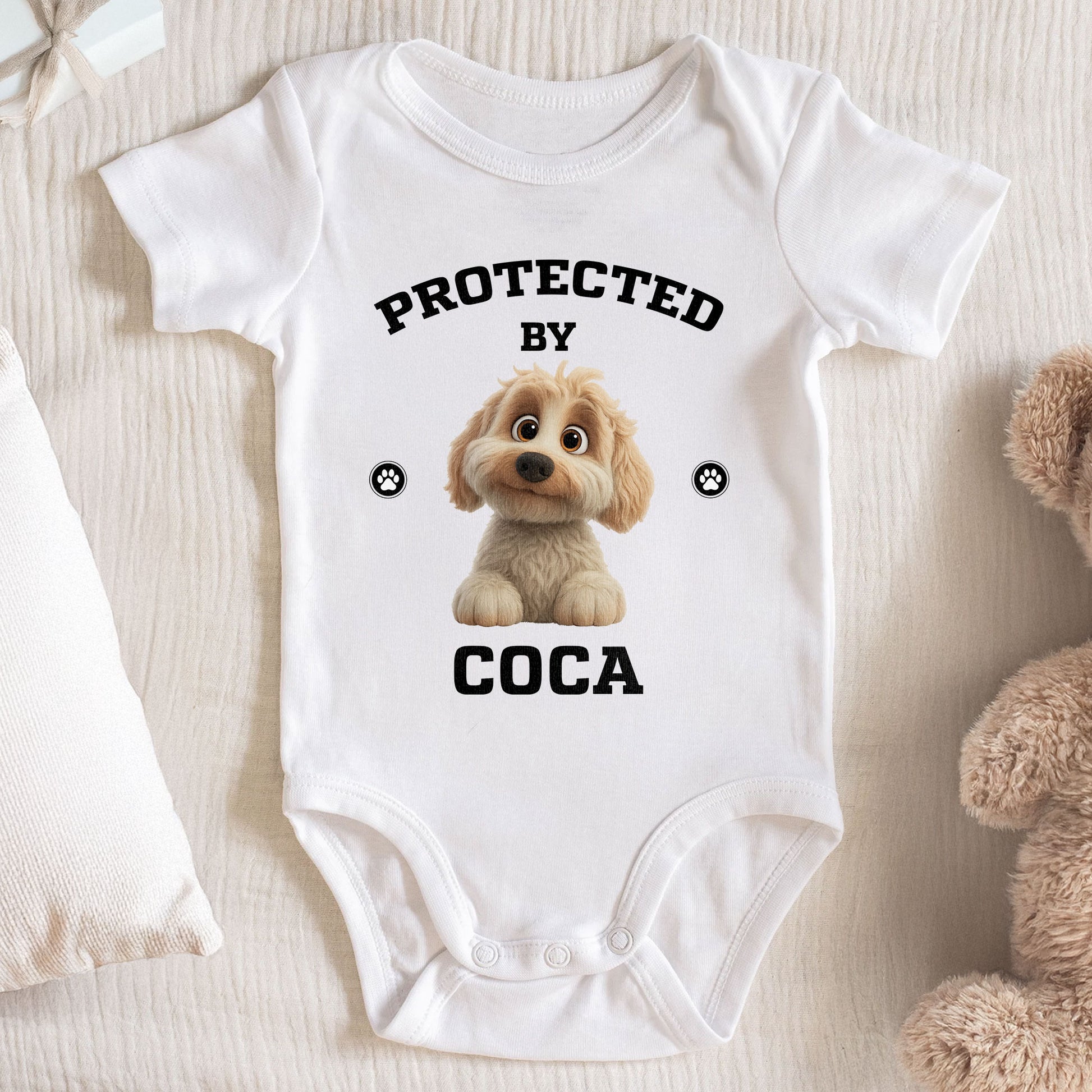 Protected By COCA With Cute Dog And Paw Prints