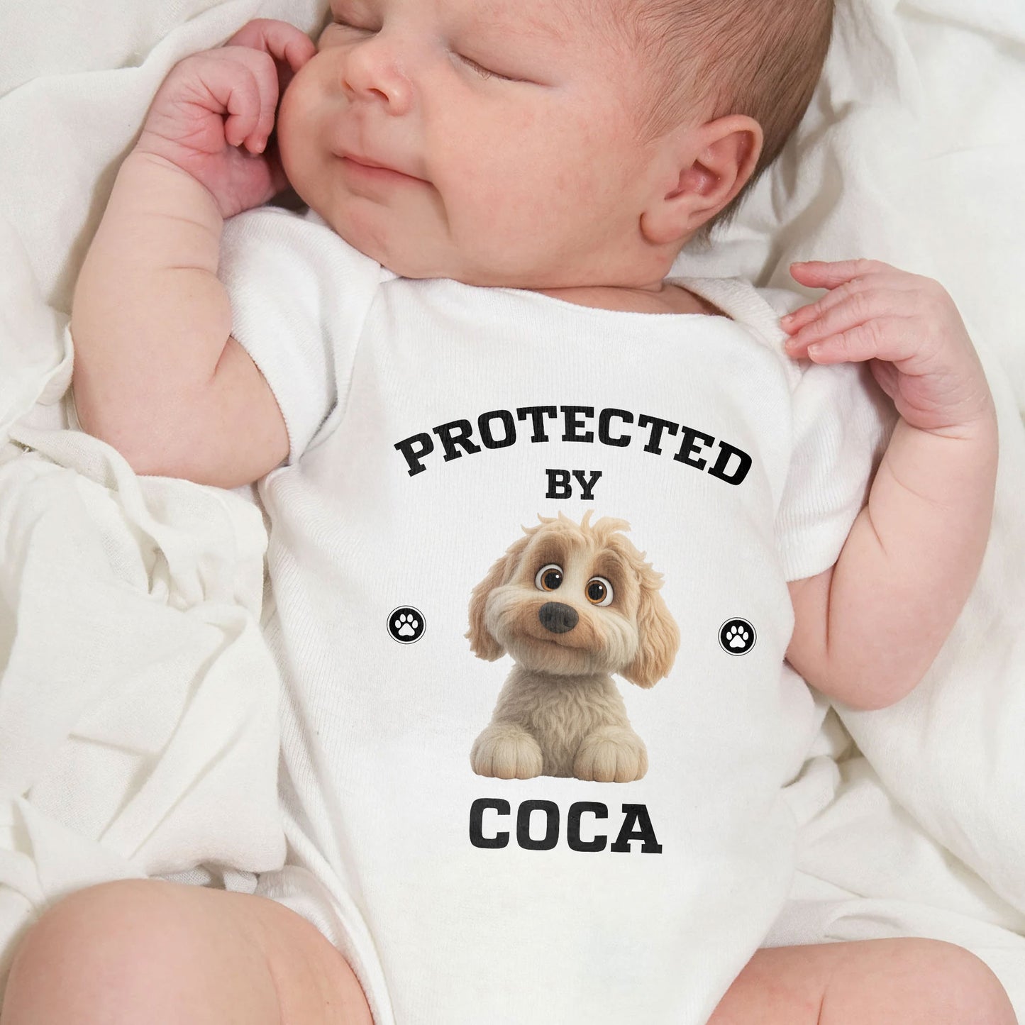 Protected By COCA With Cute Dog And Paw Prints