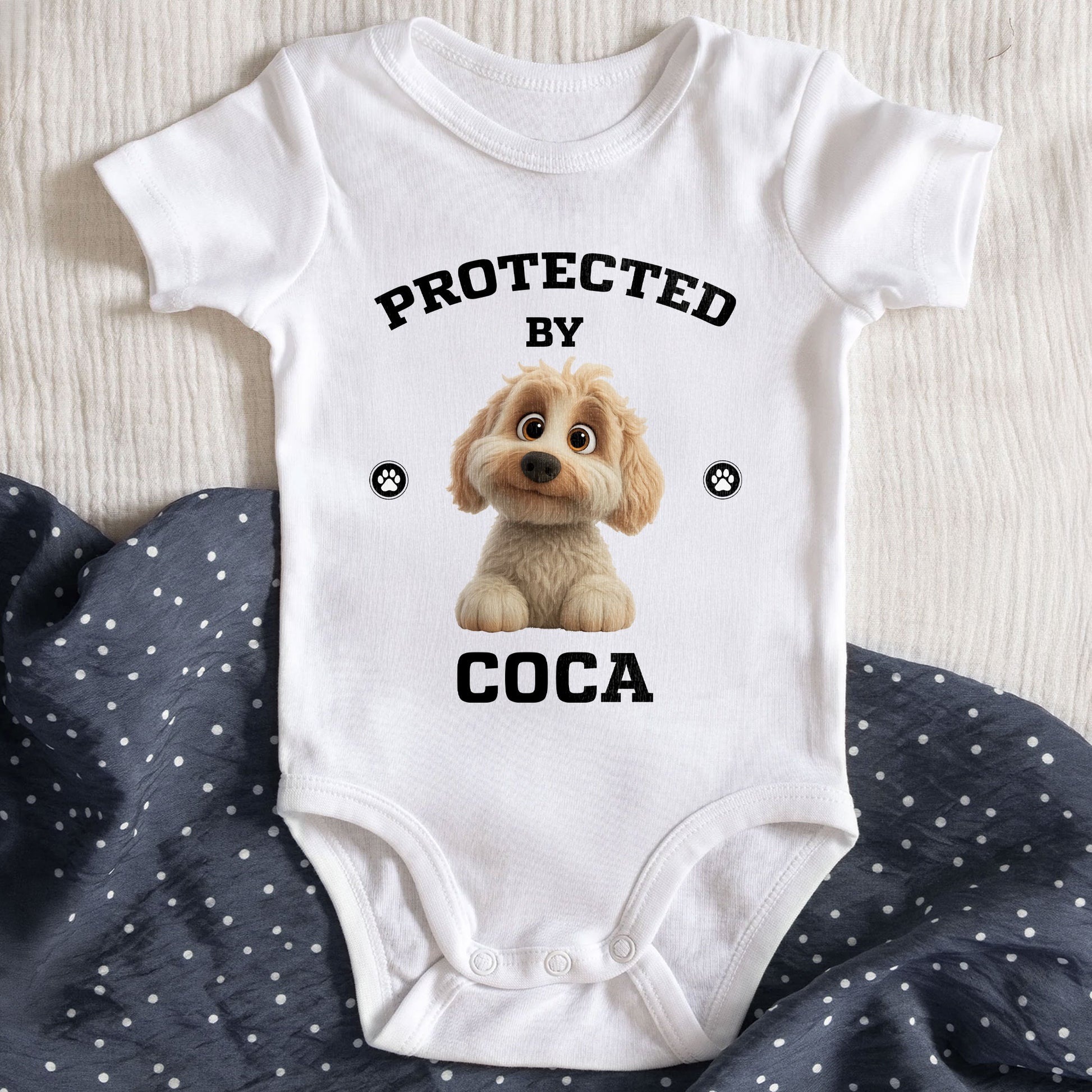 Protected By COCA With Cute Dog And Paw Prints