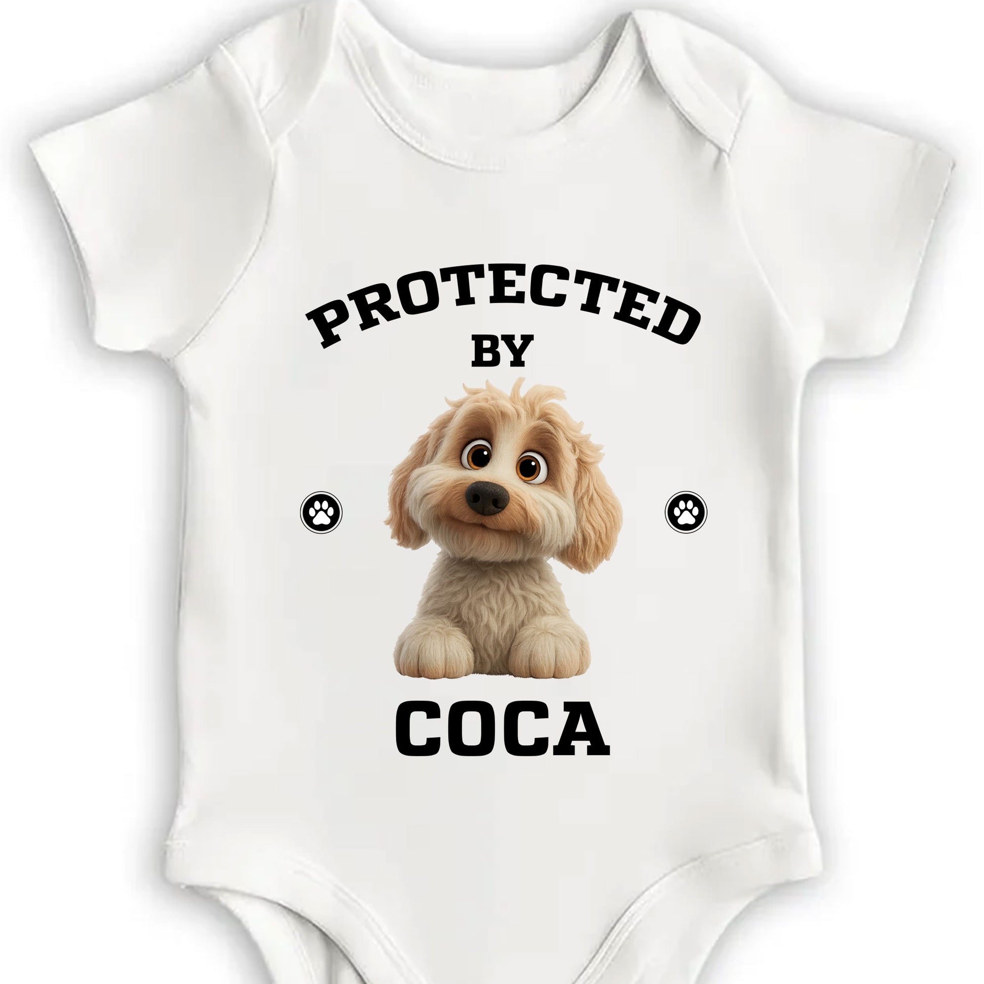 Protected By COCA With Cute Dog And Paw Prints