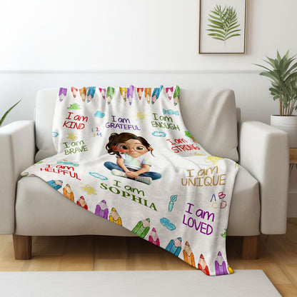 I Am Kind, I Am Grateful, Custom Positive Affirmations Blanket