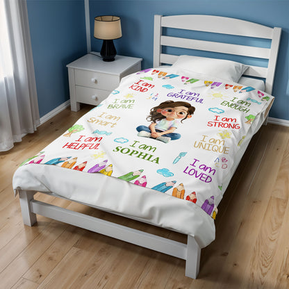 I Am Kind, I Am Grateful, Custom Positive Affirmations Blanket