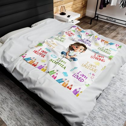 I Am Kind, I Am Grateful, Custom Positive Affirmations Blanket