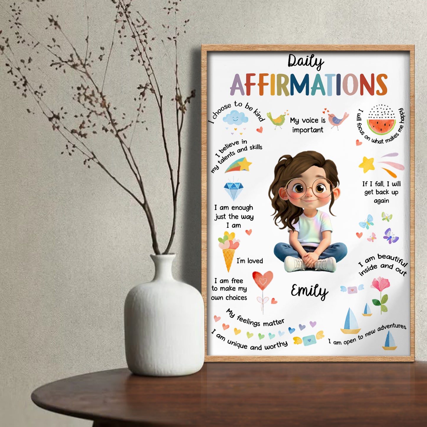 Daily Affirmations, Belief In Talents And Skills - Personalized Custom Vertical Poster - KID340_VPOS
