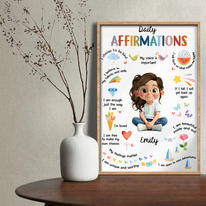 Daily Affirmations, Belief In Talents And Skills - Personalized Custom Vertical Poster - KID340_VPOS
