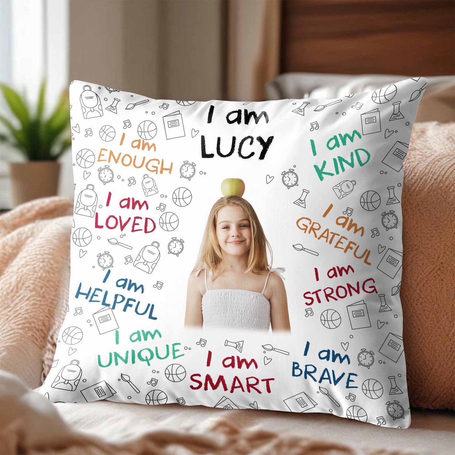 I Am Loved, I Am Kind Pillow With Positive Affirmations