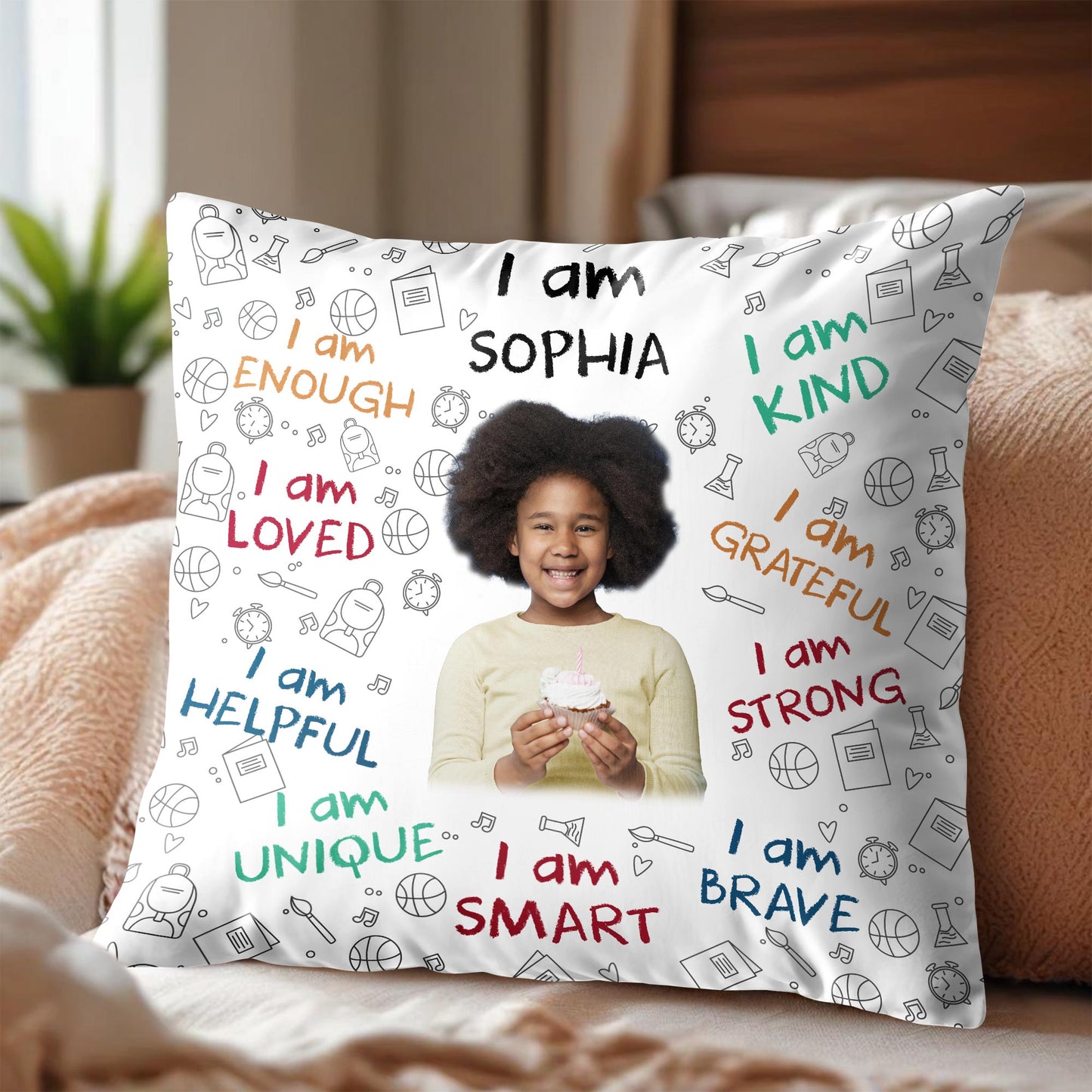 I Am Loved, I Am Kind Pillow With Positive Affirmations