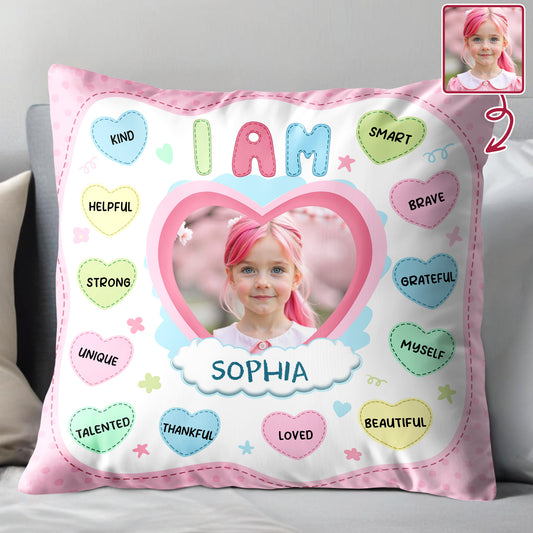 I Am Positive Affirmations Heart Pillow
