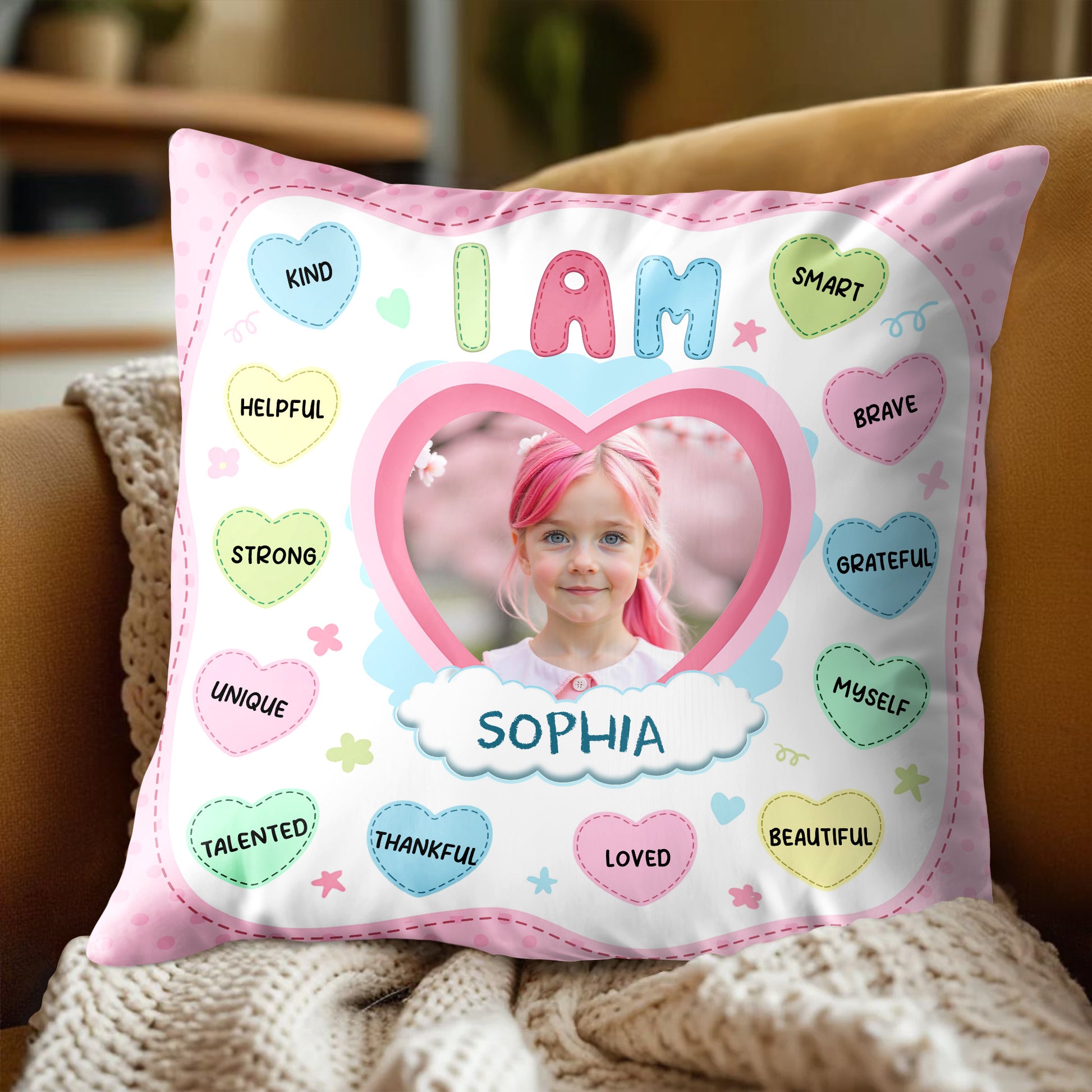 I Am Positive Affirmations Heart Pillow