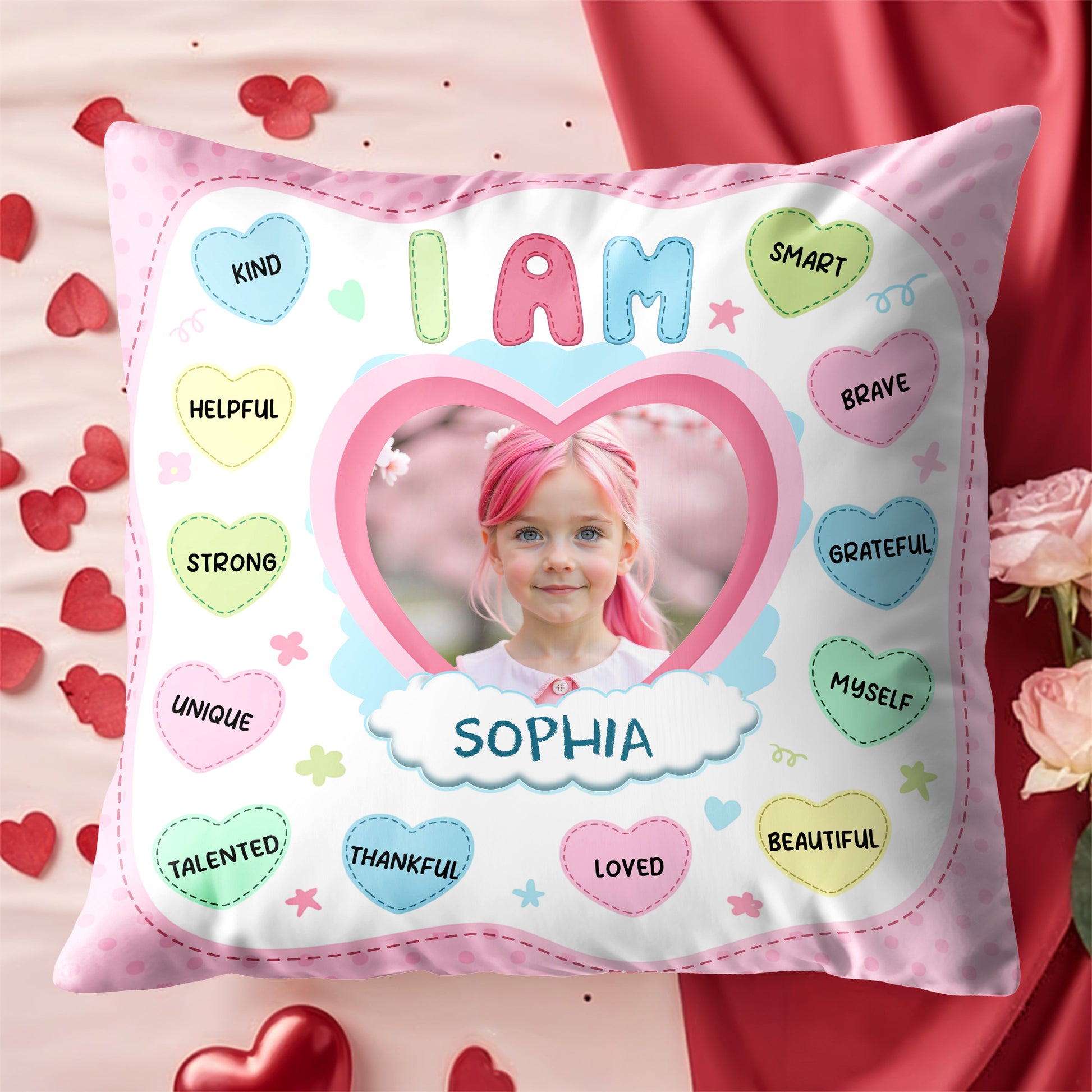 I Am Positive Affirmations Heart Pillow