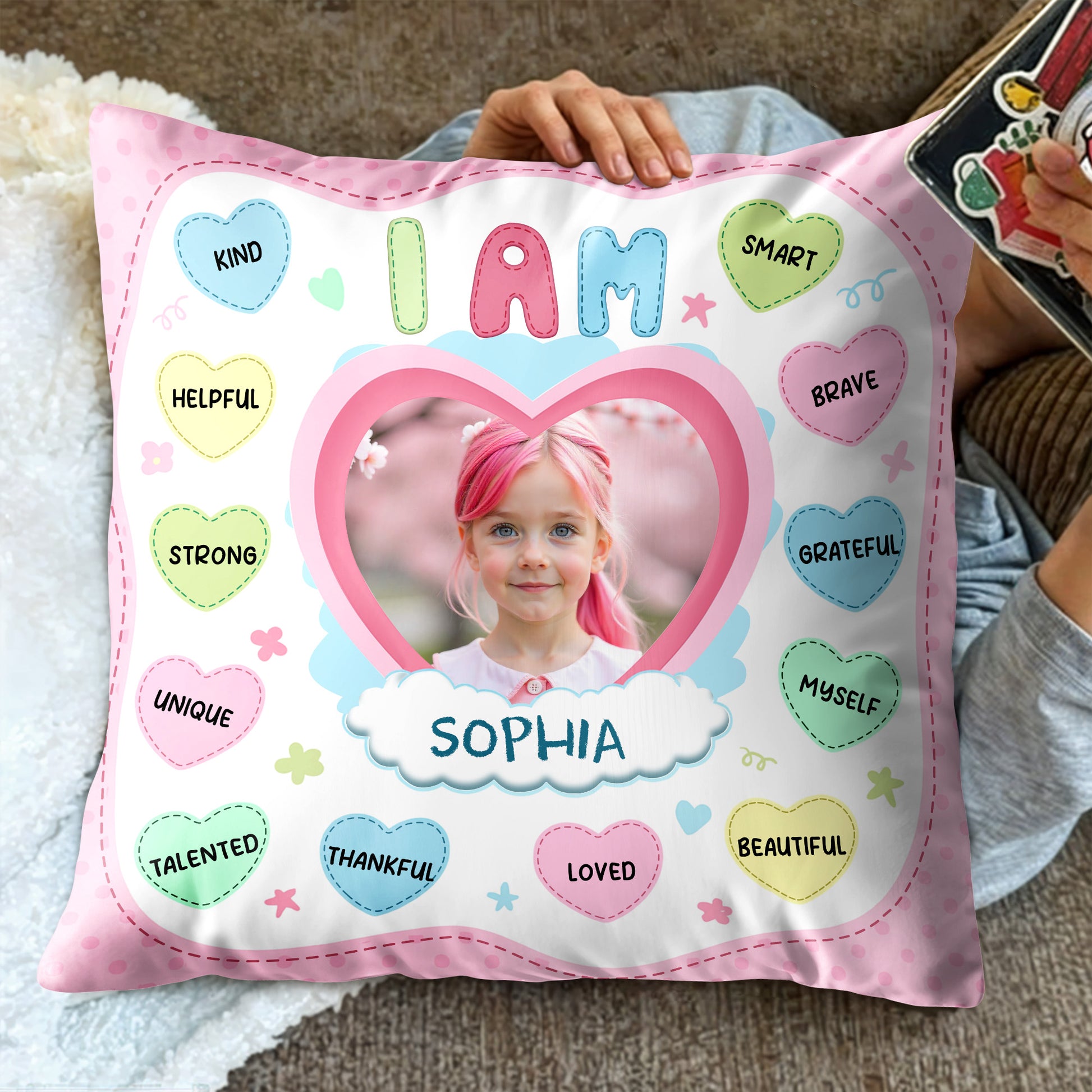 I Am Positive Affirmations Heart Pillow