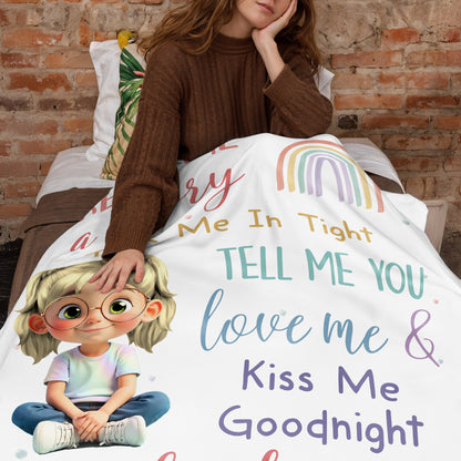Read Me a Story, Tuck Me In Tight, Girl & Rainbow Blanket