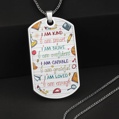 Capture School Memories With Custom Dog Tag Featuring School Icons - Personalized Custom Dog Tag Necklace - KID352_DTNECK