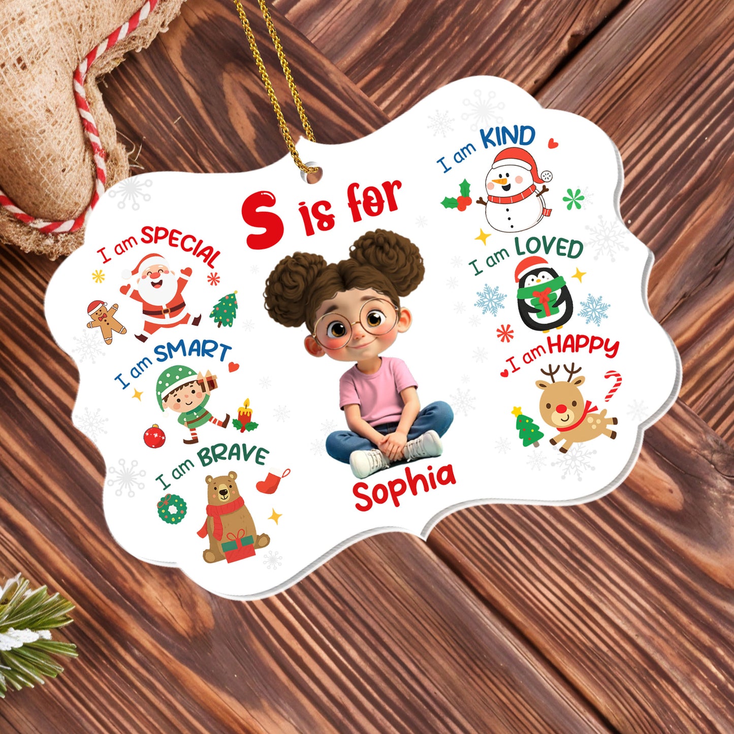 S Is For Special Smart Brave Kind Loved Happy Christmas Ornament