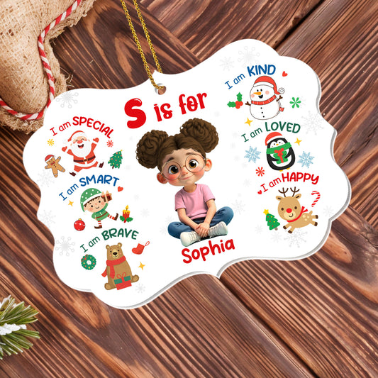 S Is For Special Smart Brave Kind Loved Happy Christmas Ornament