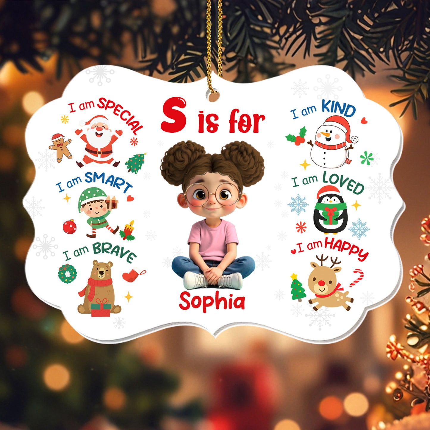 S Is For Special Smart Brave Kind Loved Happy Christmas Ornament