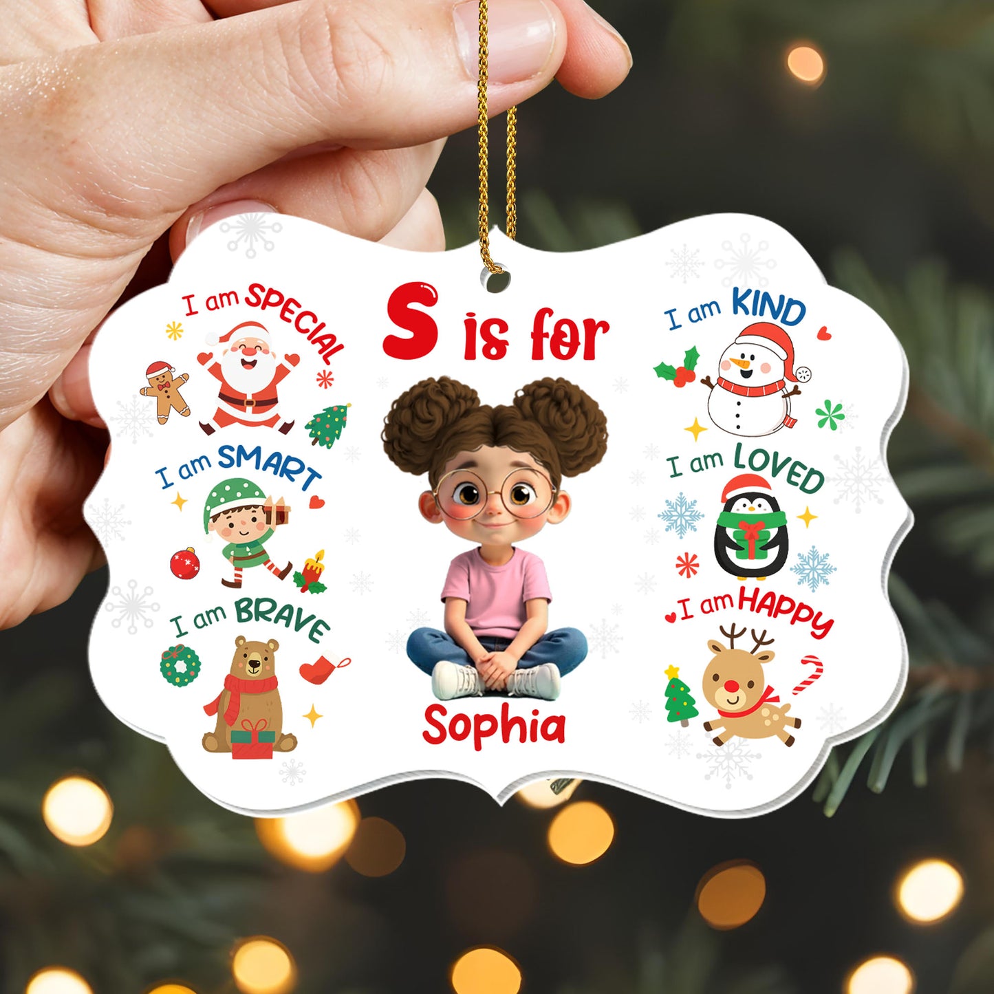 S Is For Special Smart Brave Kind Loved Happy Christmas Ornament