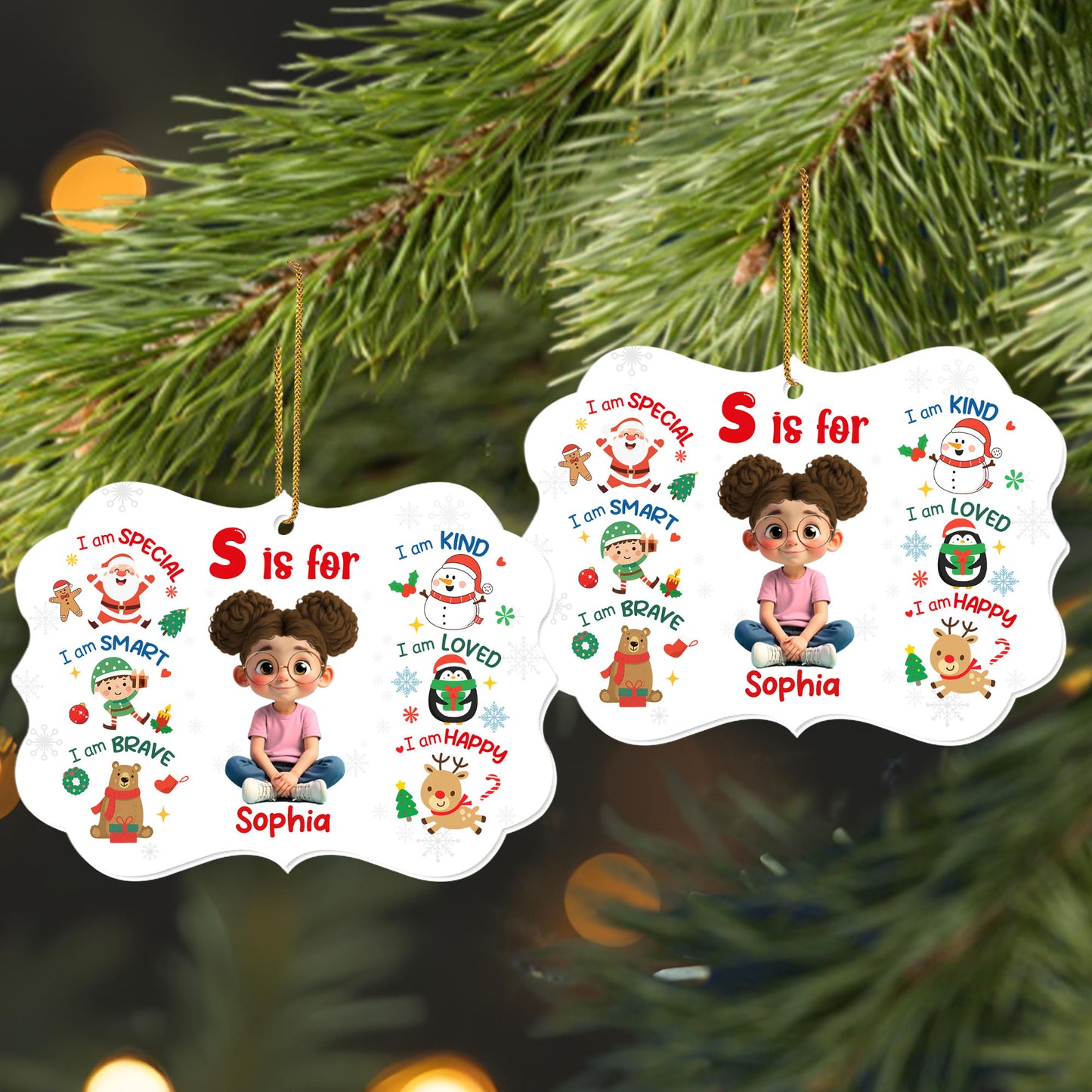S Is For Special Smart Brave Kind Loved Happy Christmas Ornament