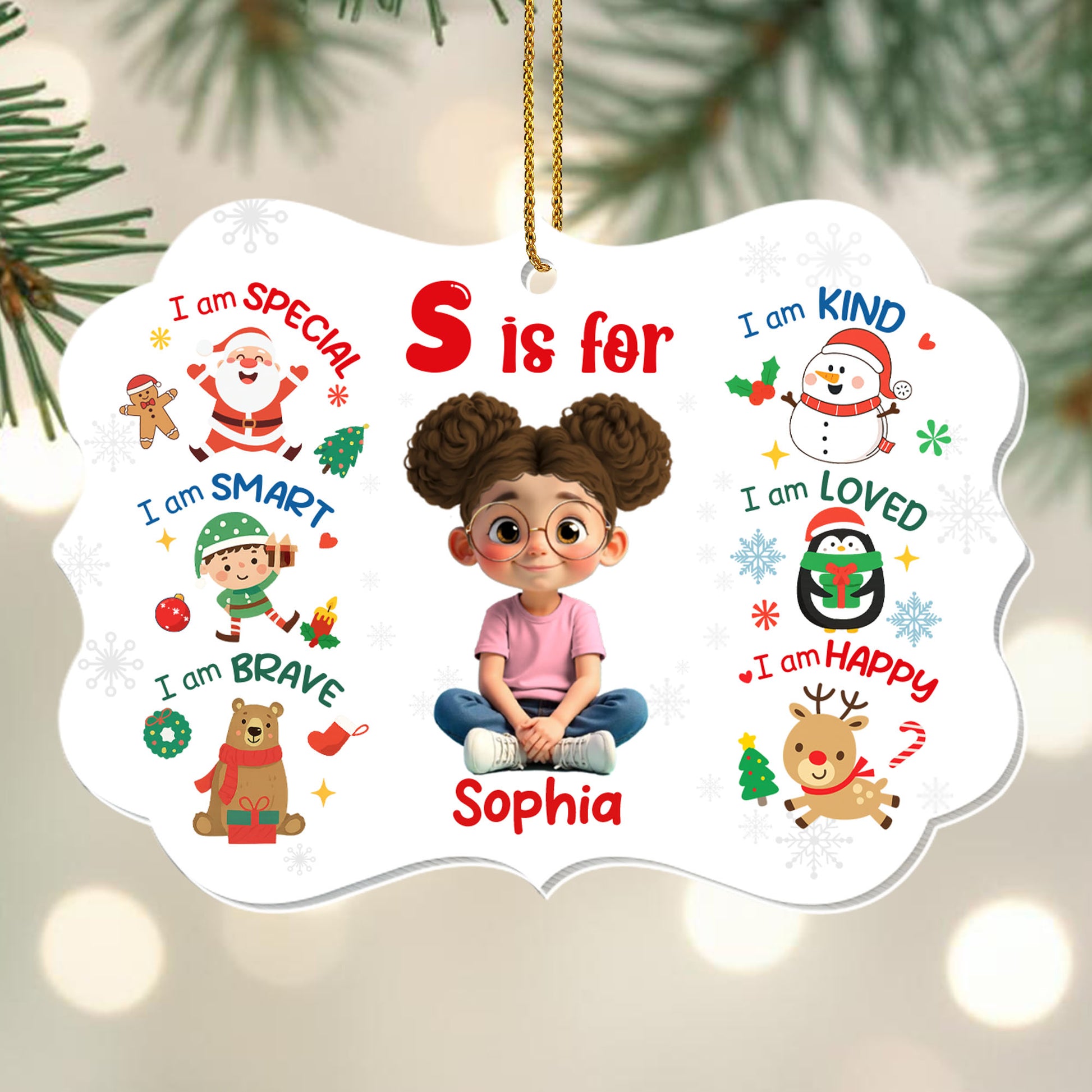 S Is For Special Smart Brave Kind Loved Happy Christmas Ornament