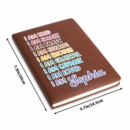 I Am Kind, I Am Smart, Inspirational Words Leather Journal