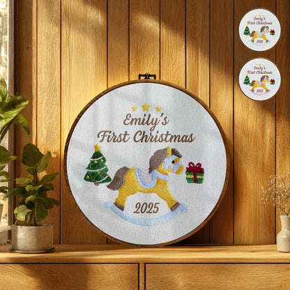 First Christmas Rocking Horse And Stars
