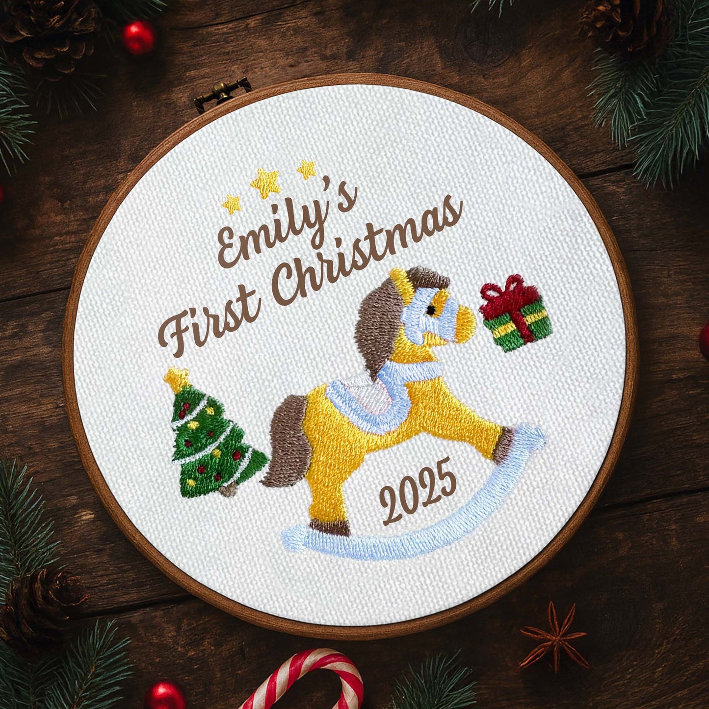First Christmas Rocking Horse And Stars
