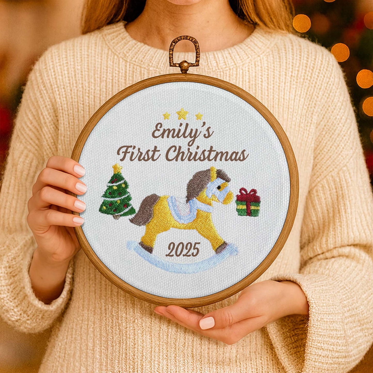 First Christmas Rocking Horse And Stars