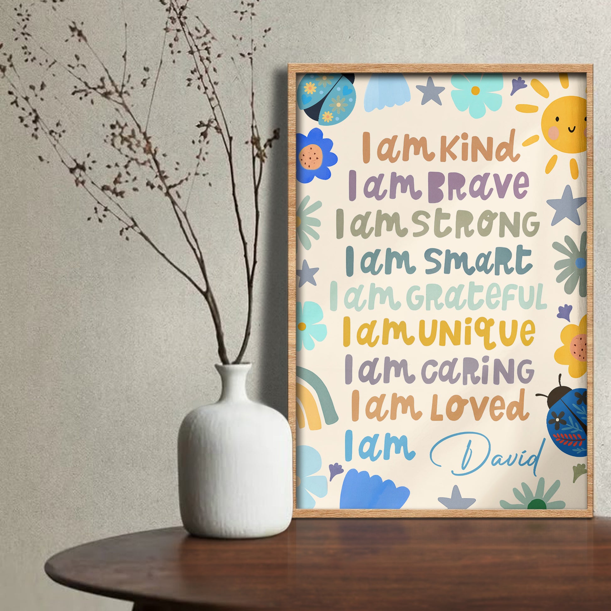 I Am Kind, Brave, Strong, Smart, Postive Affirmations Poster