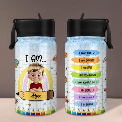 I Am Affirmations, Cartoon Child And Colorful Pencils