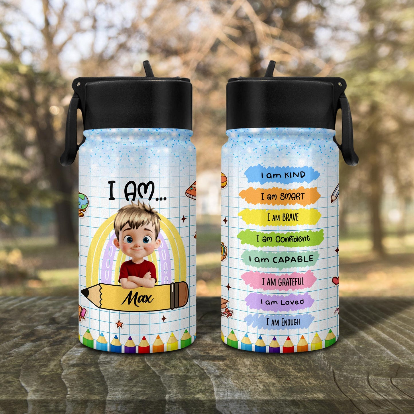 I Am Affirmations, Cartoon Child And Colorful Pencils