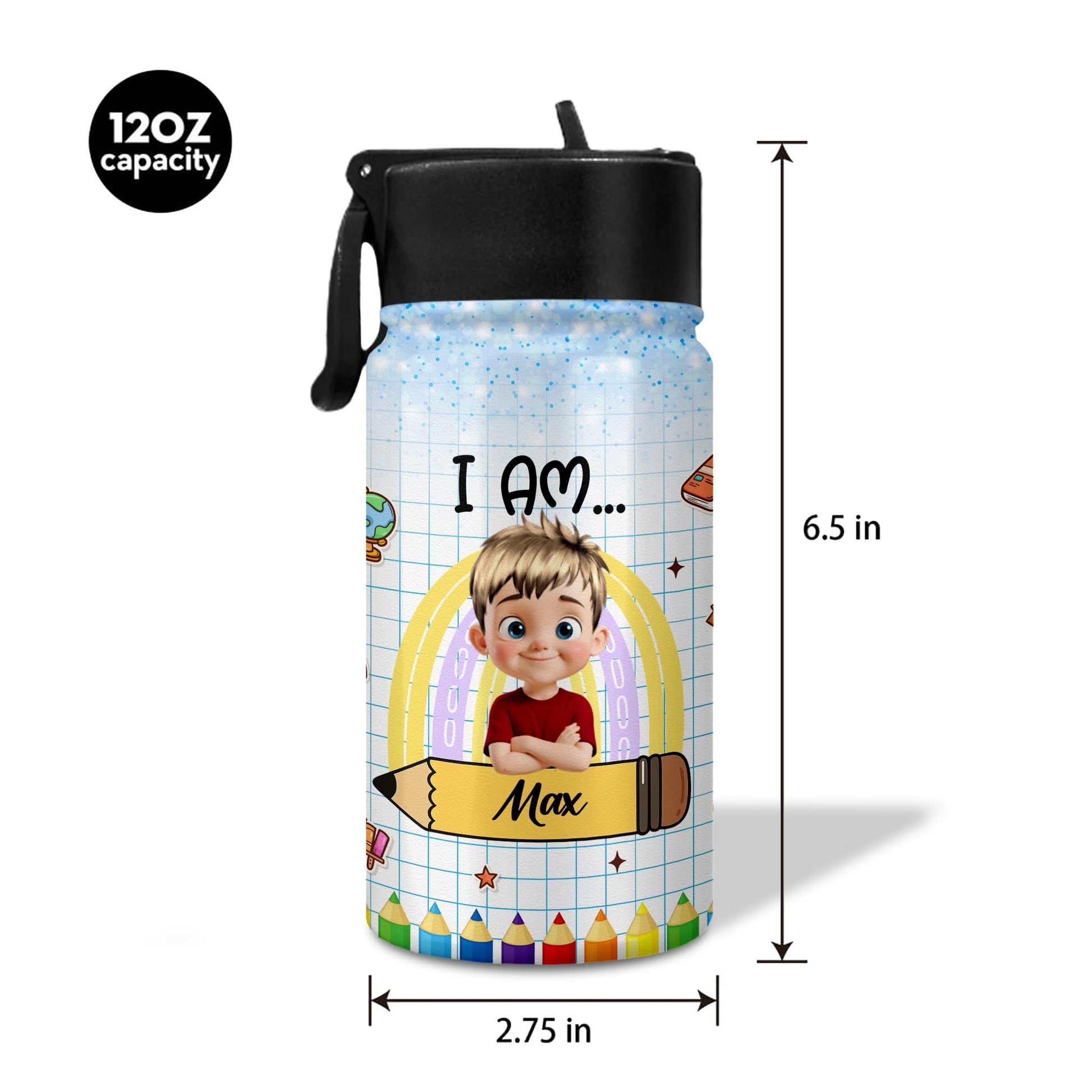 I Am Affirmations, Cartoon Child And Colorful Pencils