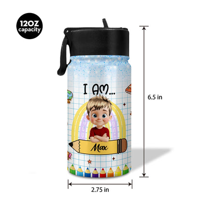 I Am Affirmations, Cartoon Child And Colorful Pencils