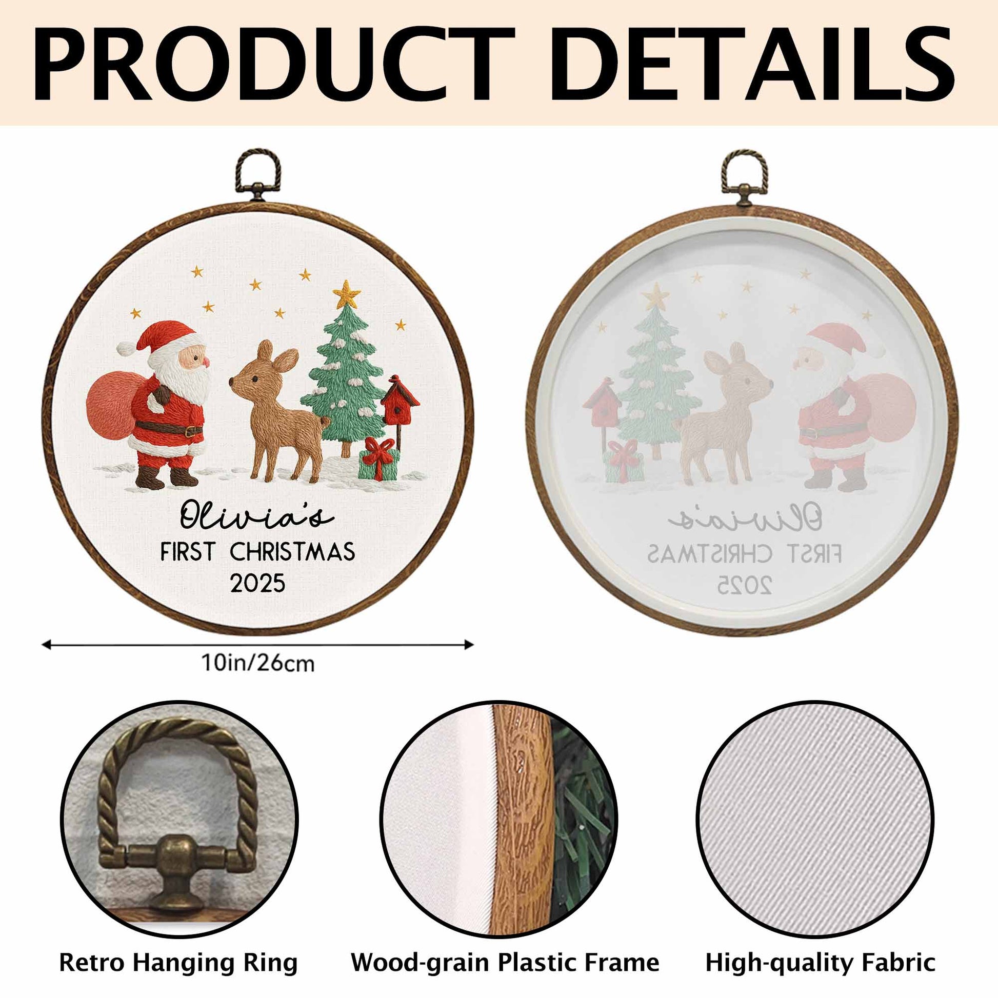 First Christmas With Santa Claus, Reindeer And Tree