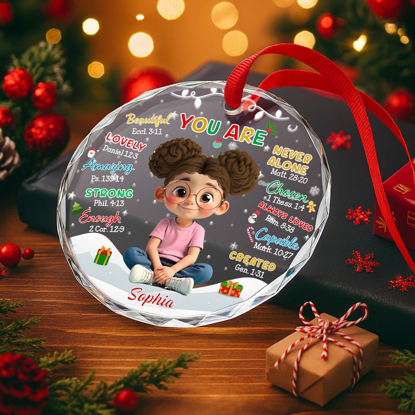 You Are Never Alone, Young Girl With Christmas Decorations