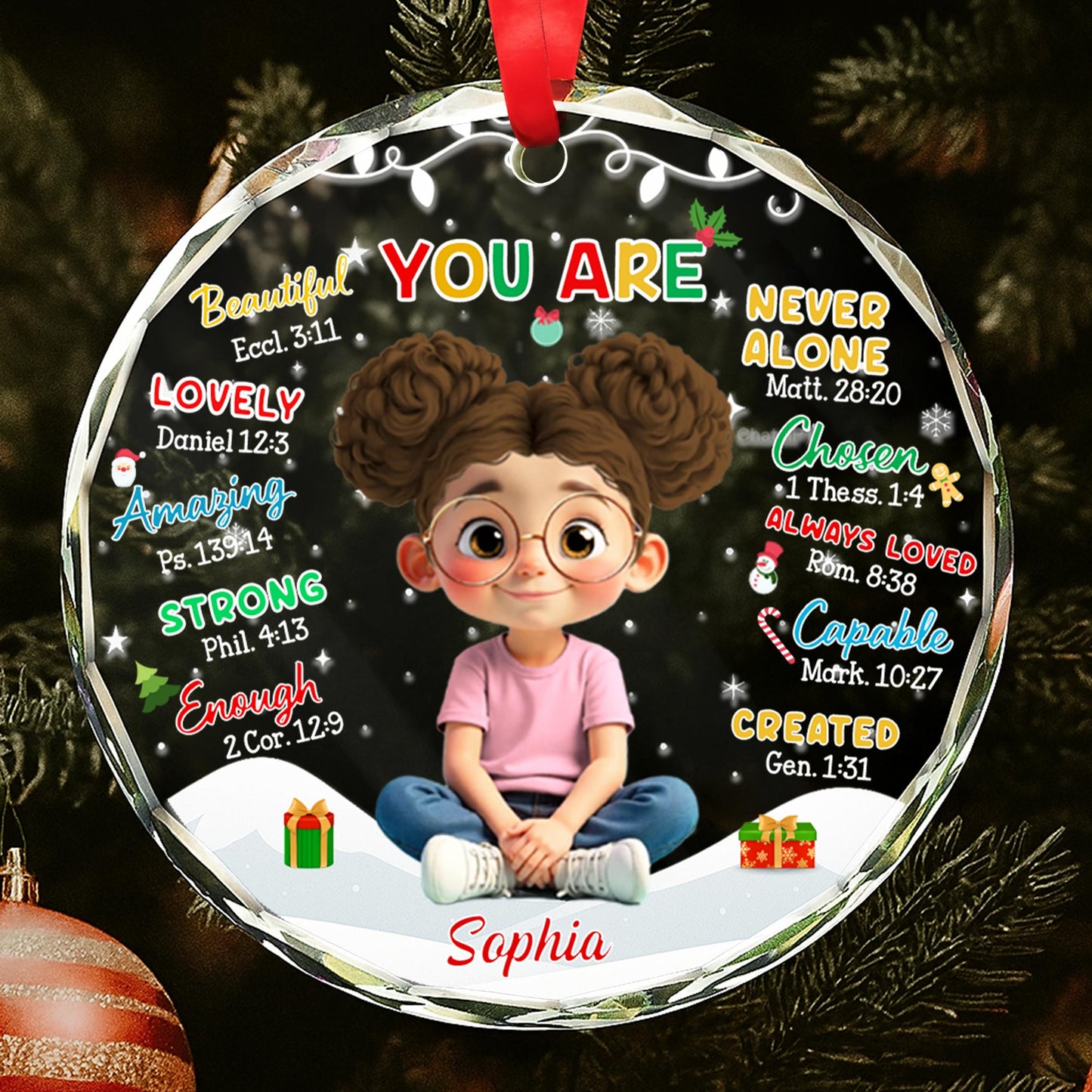You Are Never Alone, Young Girl With Christmas Decorations